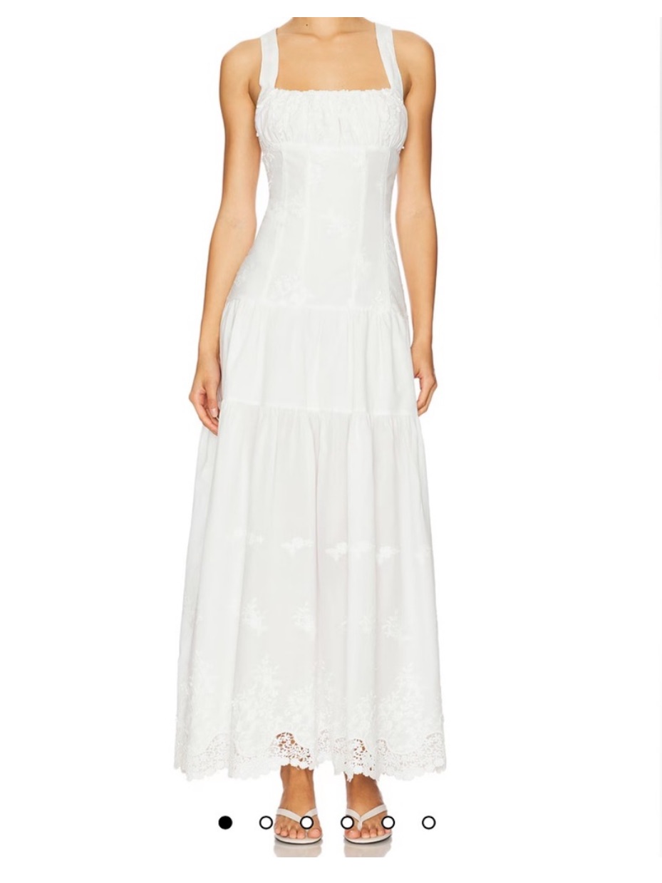 Weworewhat Revolve Ruched Cup Embroidered White Dress, Nwt, Size Xs